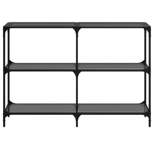 Konsolbord med sort glastop 118,5x30x81 cm stål