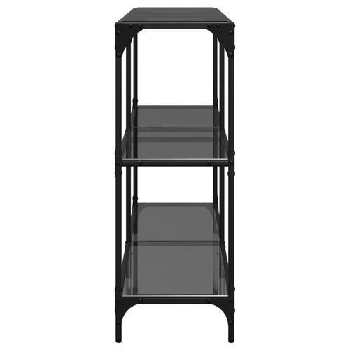 Konsolbord med sort glastop 118,5x30x81 cm stål