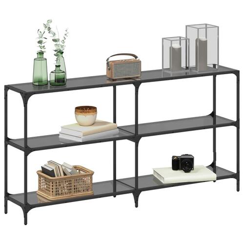 Konsolbord med sort glastop 158,5x30x81 cm stål