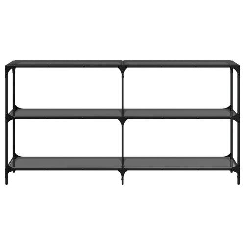 Konsolbord med sort glastop 158,5x30x81 cm stål