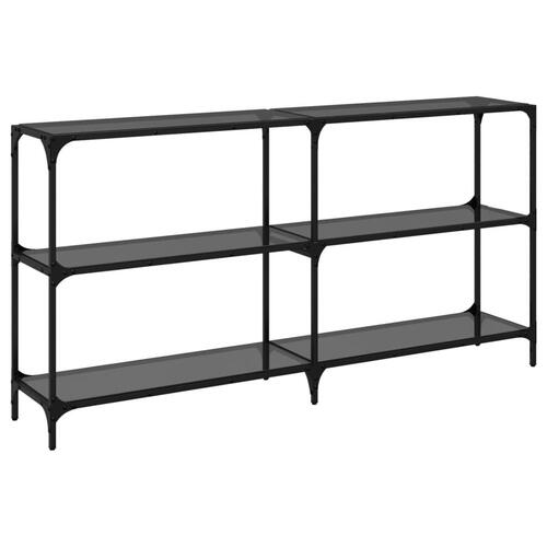Konsolbord med sort glastop 158,5x30x81 cm stål