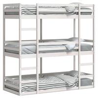 Tredobbelt køjeseng 75x190 cm massivt fyrretræ hvid