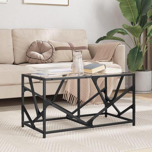 Sofabord med transparent glastop 78,5x40x41 cm stål