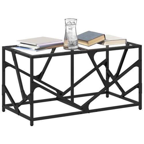 Sofabord med transparent glastop 78,5x40x41 cm stål