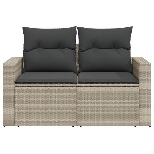2-personers havesofa med hynder polyrattan lysegrå
