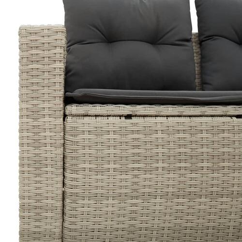 2-personers havesofa med hynder polyrattan lysegrå