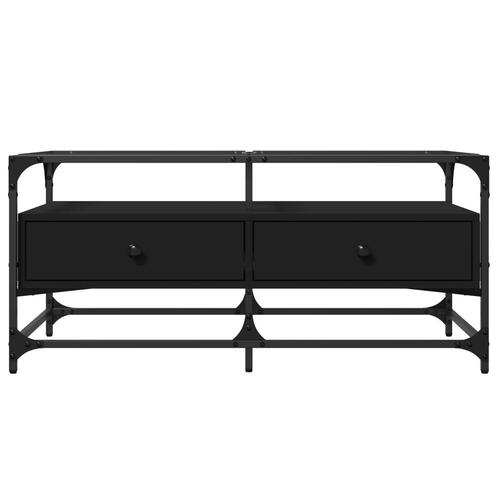 Sofabord med sort glastop 98,5x50x45 cm stål