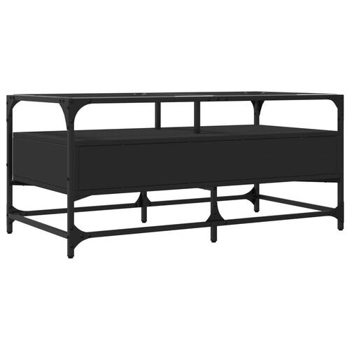Sofabord med sort glastop 98,5x50x45 cm stål