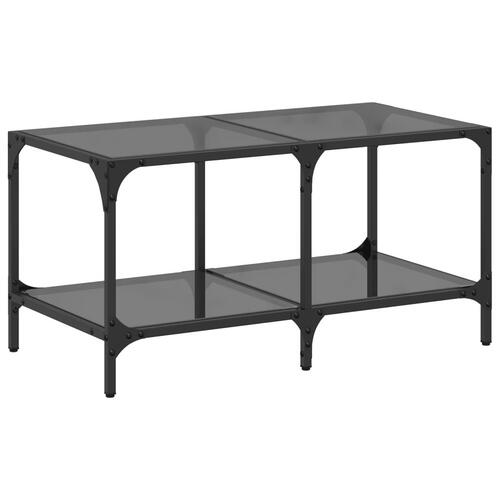 Sofabord med sort glastop 78,5x40x40 cm stål