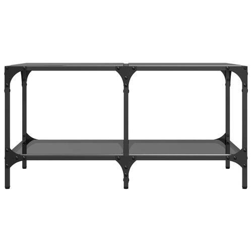 Sofabord med sort glastop 78,5x40x40 cm stål