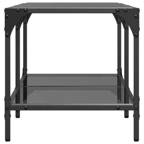 Sofabord med sort glastop 78,5x40x40 cm stål