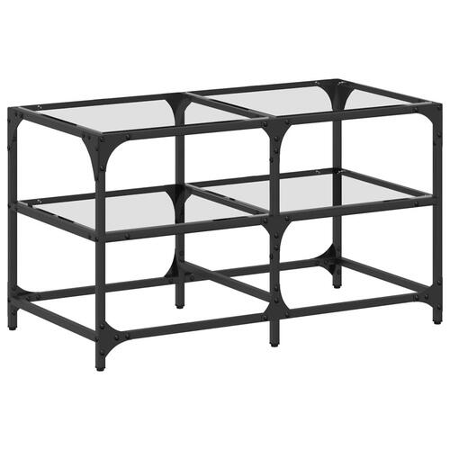 Sofabord med transparent glastop 78,5x40x45 cm stål