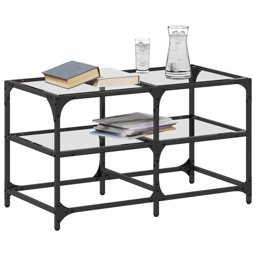Sofabord med transparent glastop 78,5x40x45 cm stål
