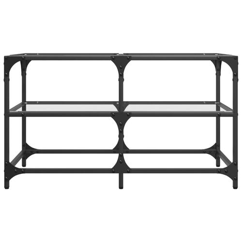 Sofabord med transparent glastop 78,5x40x45 cm stål