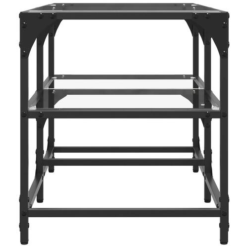 Sofabord med transparent glastop 78,5x40x45 cm stål