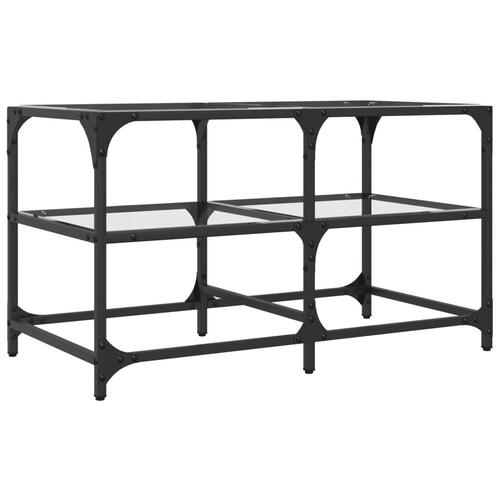 Sofabord med transparent glastop 78,5x40x45 cm stål