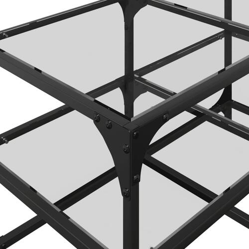 Sofabord med transparent glastop 78,5x40x45 cm stål