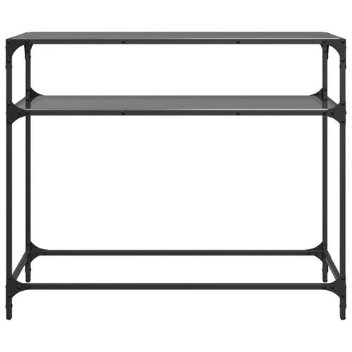 Konsolbord med sort glastop 98x35x81 cm stål