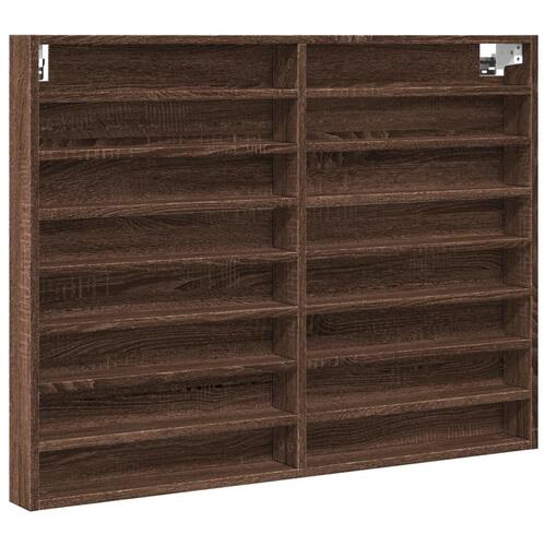 Vitrineskab 100x8,5x75 cm konstrueret træ brun egetræsfarve