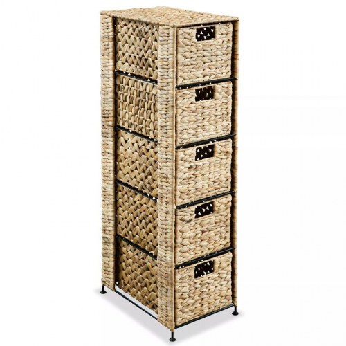 Opbevaringsenhed med 5 kurve - vandhyacint, 25,5 × 37 × 100 cm