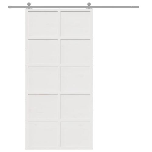 Skydedør 100x208 cm massivt fyrretræ hvid