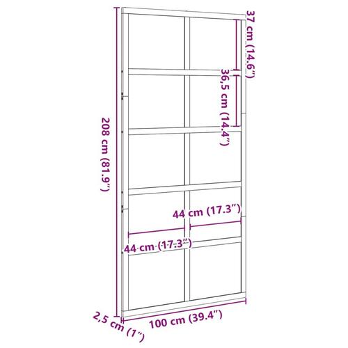 Skydedør 100x208 cm massivt fyrretræ hvid