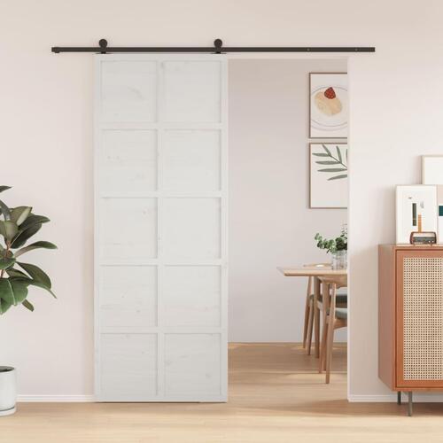 Skydedør 80x208 cm massivt fyrretræ hvid