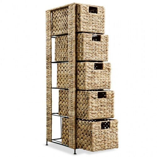 Opbevaringsenhed med 5 kurve - vandhyacint, 25,5 × 37 × 100 cm