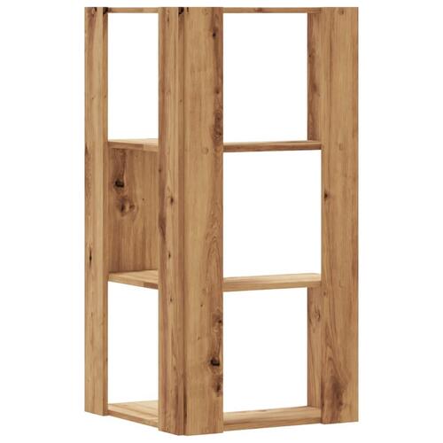 Bogreol til hjørne 50x50x102 cm 3 hylder konstrueret træ egetræ