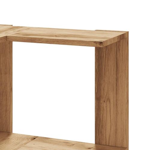 Bogreol til hjørne 50x50x102 cm 3 hylder konstrueret træ egetræ