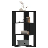 Bogreol til hjørne 50x50x102 cm 3 hylder konstrueret træ sort