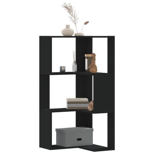 Bogreol til hjørne 50x50x102 cm 3 hylder konstrueret træ sort