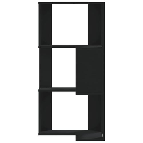 Bogreol til hjørne 50x50x102 cm 3 hylder konstrueret træ sort