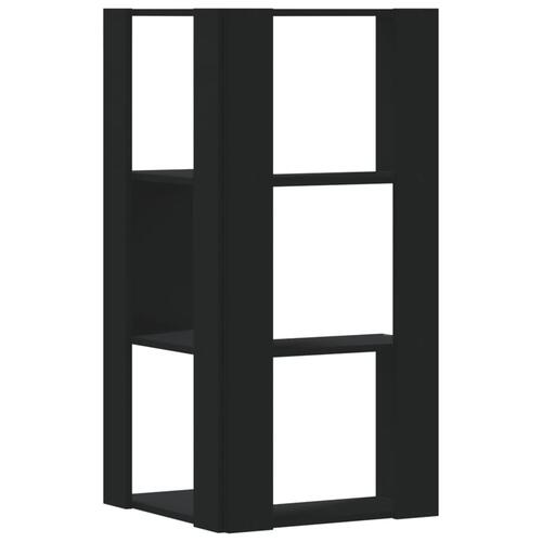 Bogreol til hjørne 50x50x102 cm 3 hylder konstrueret træ sort