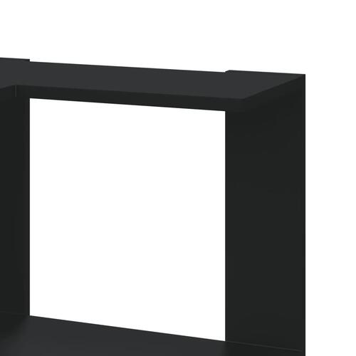 Bogreol til hjørne 50x50x102 cm 3 hylder konstrueret træ sort