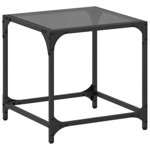 Sofabord med sort glastop 40x40x40 cm stål