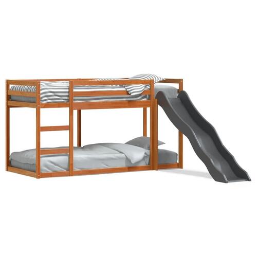 Køjeseng med rutsjebane og stige 90x200 cm massivt fyrretræ