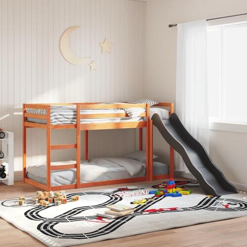 Køjeseng med rutsjebane og stige 90x200 cm massivt fyrretræ