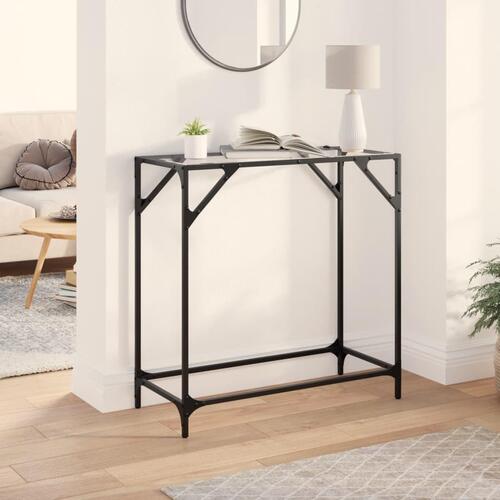 Konsolbord med transparent glastop 80x35x81 cm stål
