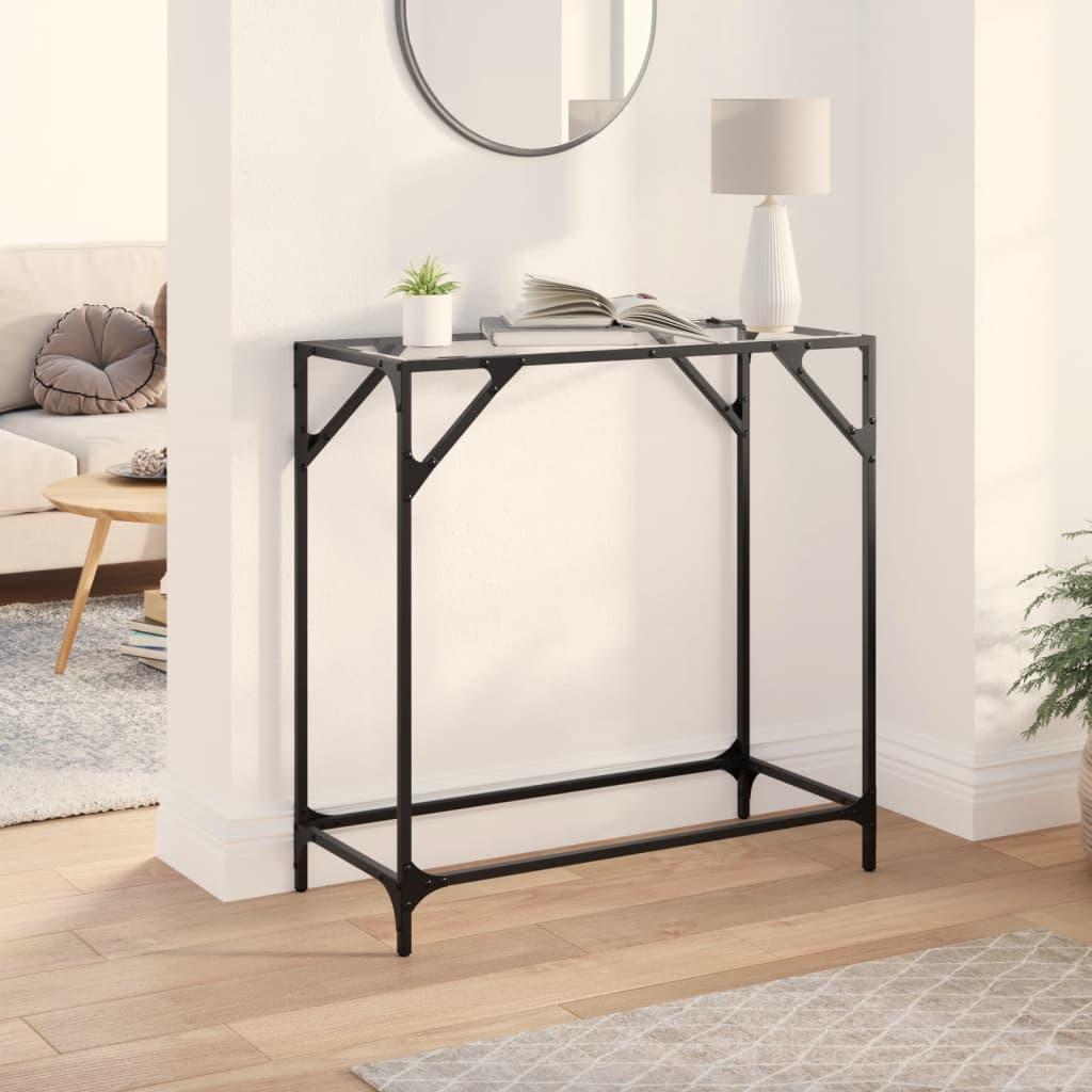 Konsolbord med transparent glastop 80x35x81 cm stål