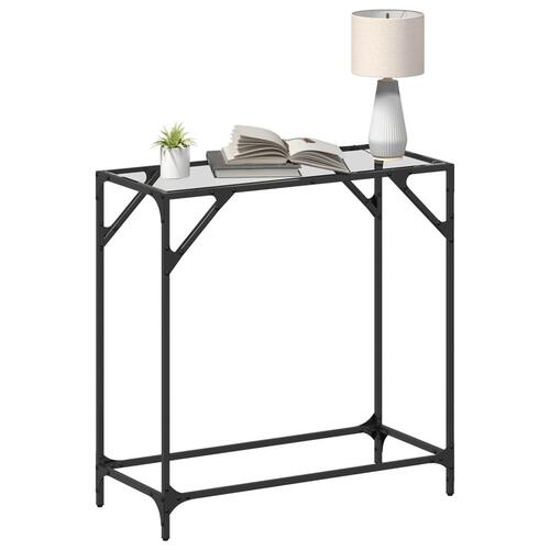 Konsolbord med transparent glastop 80x35x81 cm stål
