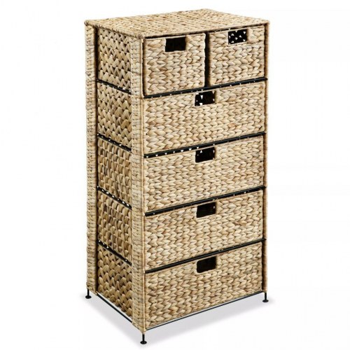 Opbevaringsenhed med 6 kurve - vandhyacint, 47 × 37 × 100 cm