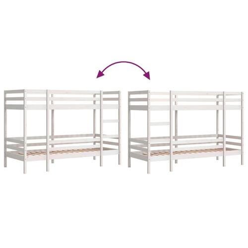 Køjeseng 90x200 cm massivt fyrretræ hvid