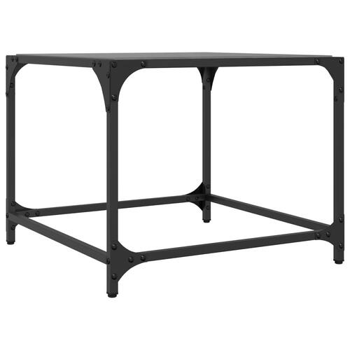 Sofaborde med sort glastop 2 stk 50x50x40 cm stål