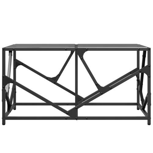 Sofabord med sort glastop 78,5x40x41 cm stål