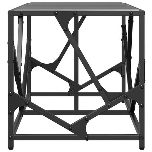 Sofabord med sort glastop 78,5x40x41 cm stål