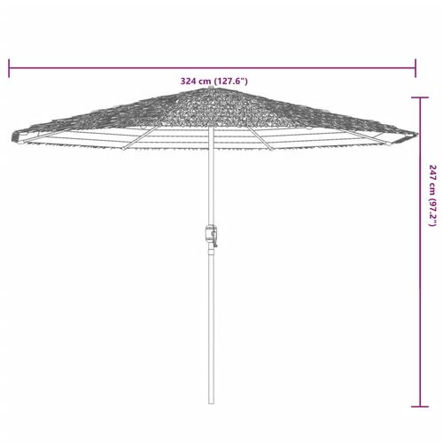 Parasol med stålstang 324x324x247 cm blå