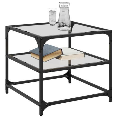Sofaborde med transparent glastop 2 stk 50x50x45 cm stål