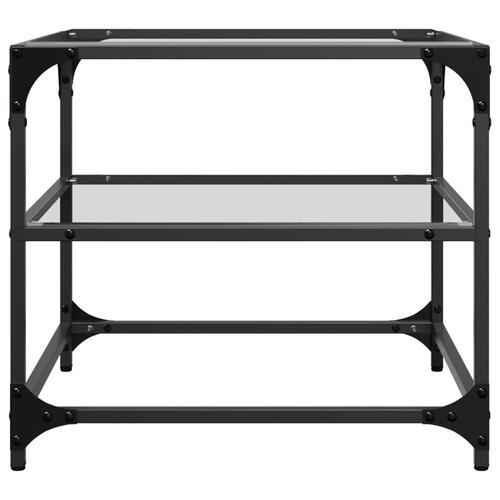 Sofaborde med transparent glastop 2 stk 50x50x45 cm stål