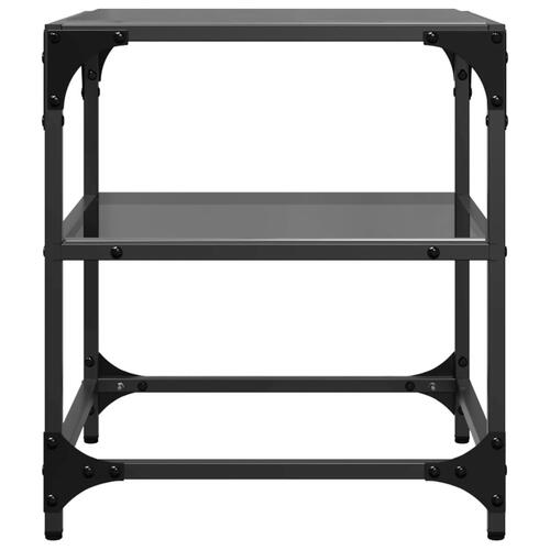 Sofaborde med sort glastop 2 stk 40x40x45 cm stål